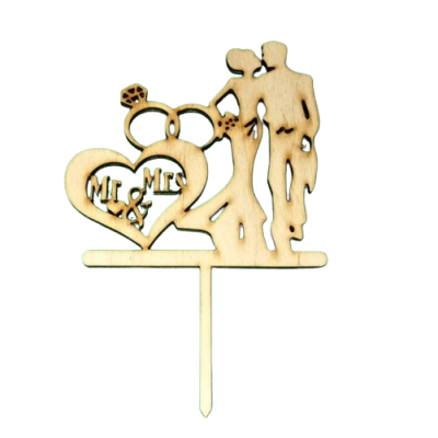 Gravur Hochzeitspaar mit Ringen Holz