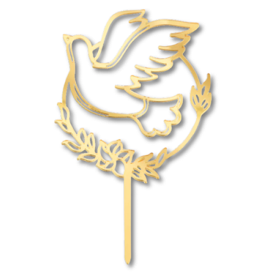 Tauben-Inlay im Kreis, goldenes Acryl