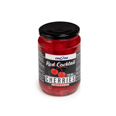 Wiśnie koktajlowe - Czerwone wiśnie koktajlowe z szypułkami 720 ml