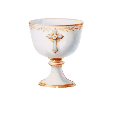 Inlaykelch mit blauem Kreuz, Holz