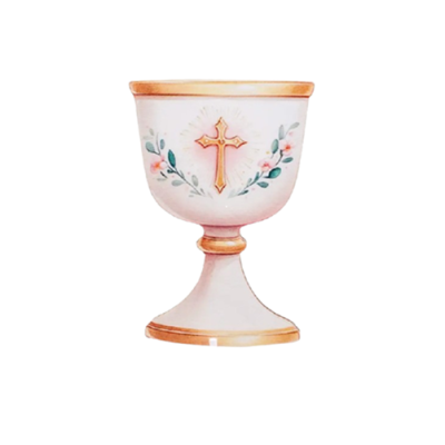 Inlaykelch mit rosa Kreuz, Holz