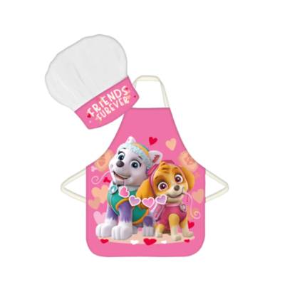 Dětská zástěra Paw Patrol Star Skye a Everest se srdíčky + čepice