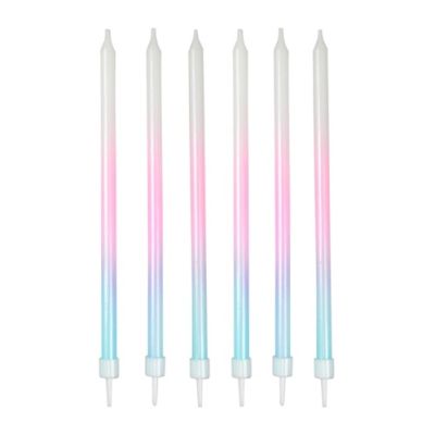 Geburtstagskerzen weiß-rosa-blau 12 cm 6 Stk