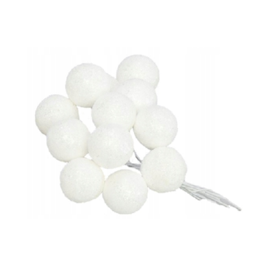 Glitzerperlen weiß 2,5 cm 12 Stk