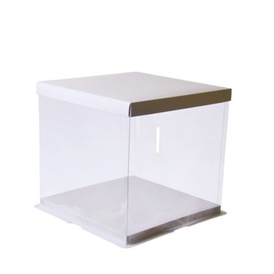 Pudełko na ciasto, przezroczyste, białe, 30 x 30 x 18 cm