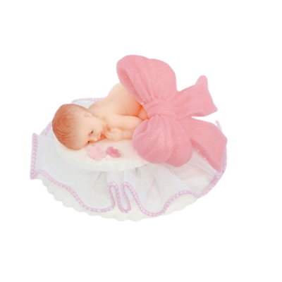 Baby mit rosa Schleife und Tüll