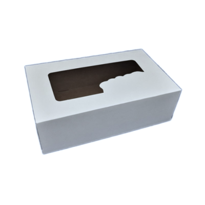 Białe pudełko na deser z okienkiem 25 x 15 x 8 cm