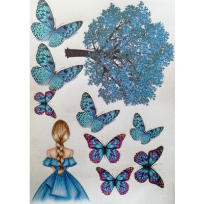 Oblate - Dame mit dem blauen Baum und Schmetterlingen