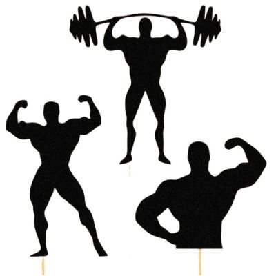 Bodybuilder Silhouetten Papier 3er Set
