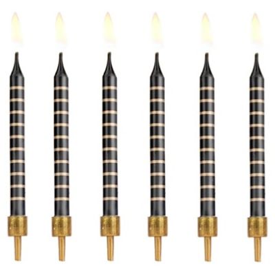 Schwarz-goldene Kerzen 6,5 cm 12 Stk