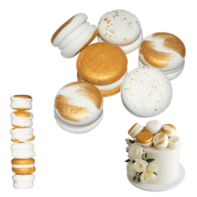 Gold Zuckermakronen 6 Stück