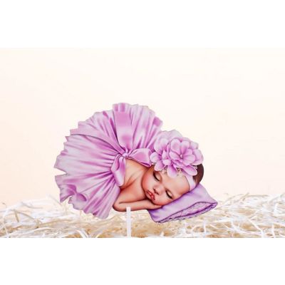 Holzschnitzerei - Baby im rosa Kleid