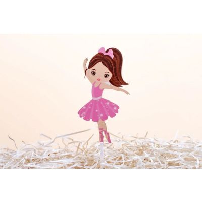 Zápich - Ballerina mit braunem Haar aus Holz