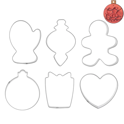 Zestaw 6 foremek do ozdób choinkowych ze stali nierdzewnej
