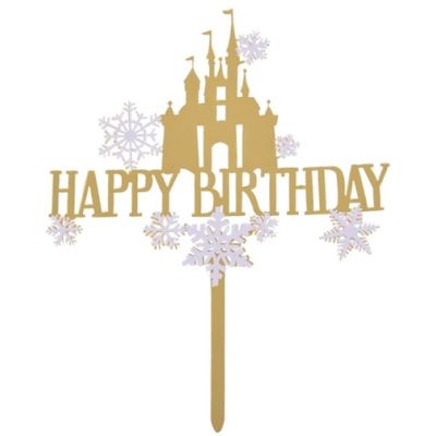 Happy Birthday Gravur mit Schloss und Schneeflocken