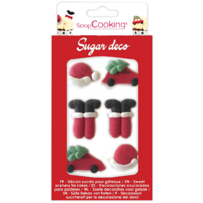 Weihnachts-Zuckerdeko-Set Hut, Auto, Stiefel 6-tlg.