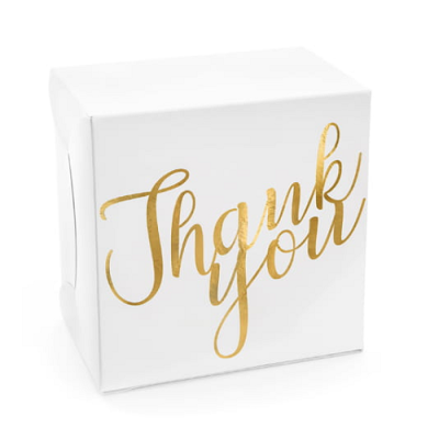 Pudełko deserowe białe z napisem Dziękuję 10 szt.