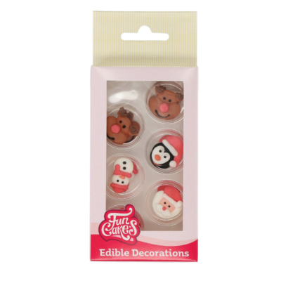 Weihnachts-Zuckerdeko-Set Weihnachtsmann, Rentier, Schneemann 12-tlg