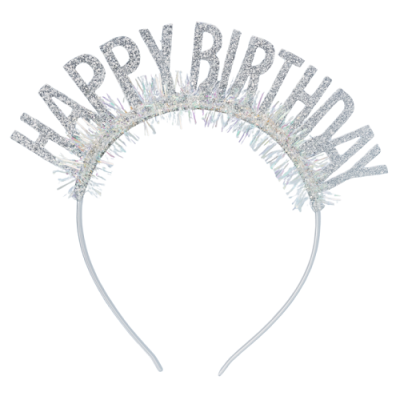 Srebrna opaska na głowę „Wszystkiego najlepszego z okazji urodzin”