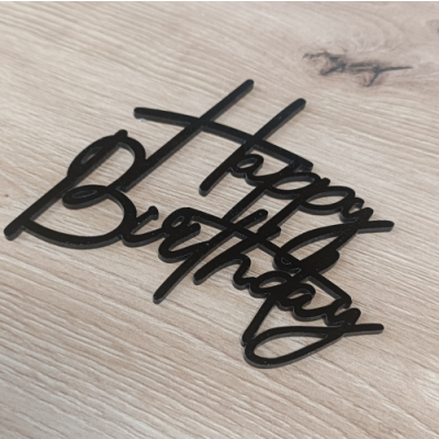 Schwarzes Acrylschild „Happy Birthday“