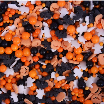 Halloween-Streusel, schwarz und orange, 50g
