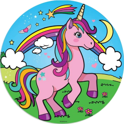 Oplatka - Jednorožec růžový s modrým pozadím