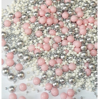 Streusel weiß-rosa-silber 50g