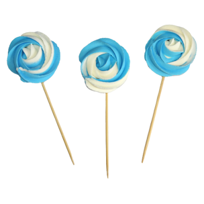 Spitze – Baiserweiß-Blau, 3 Stück