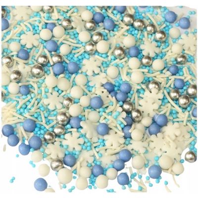 Posyp bílo-modro-stříbrný s vločkami