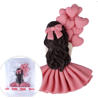 Little girl with pink hearts