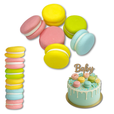 Pastellfarbene Zuckermakronen, 6 Stück