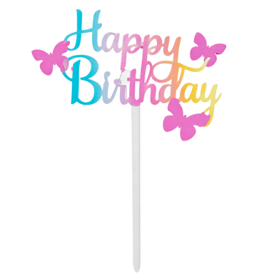 Stickerei – Fröhliche Geburtstags-Schmetterlinge (farbig)