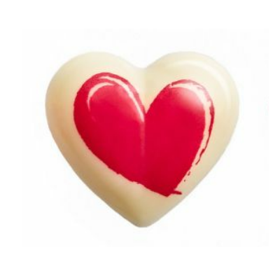 Weiße Schokoladenherzen mit Herzmotiv, 14 Stück