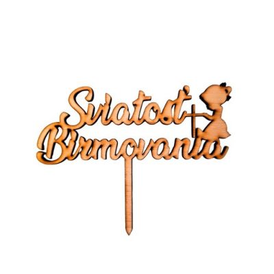 Gravur des Sakraments der Firmung mit einem kleinen Mädchen aus Holz