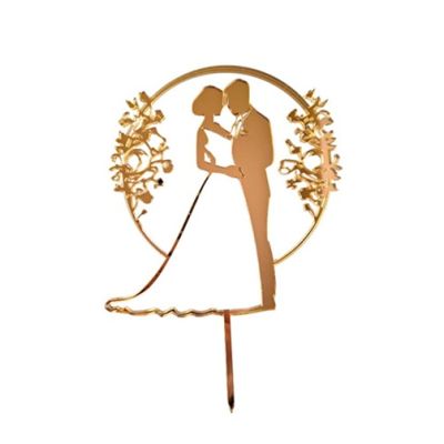 Gravur „Neuvermählte“ in einem Kreis, Goldacryl