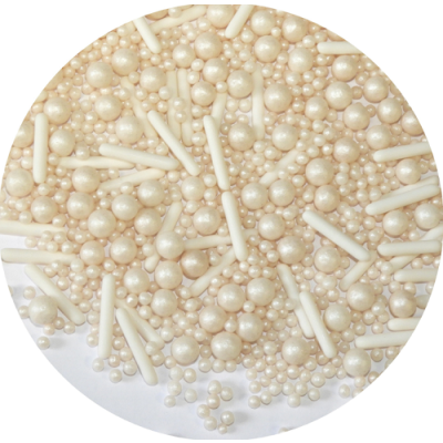 Sprinkles sticks, pearl white balls 25g