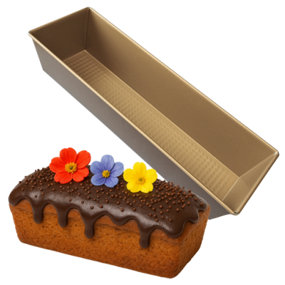 Narrow metal mold, brown-gold, 31x11 cm