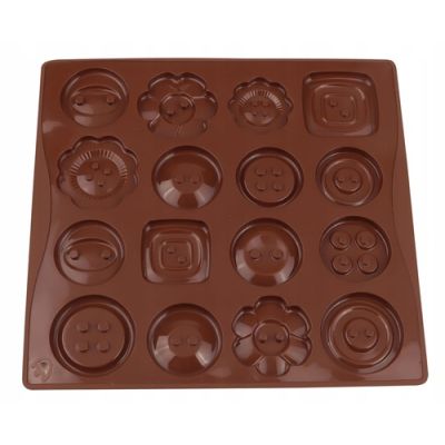 Silicone button mold - flowers, circles, squares
