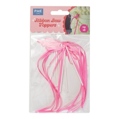 Ribbon bow dark pink 8 pcs