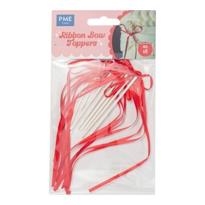 Red bow ribbon 8 pcs