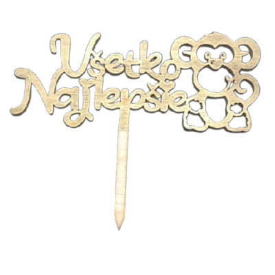 Happy Birthday with monkey wood gold color