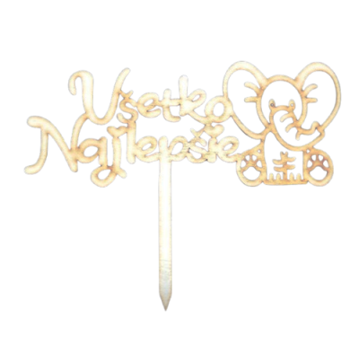 Happy Birthday with elephant wood