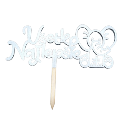 Embossing Happy Birthday with elephant wood silver color