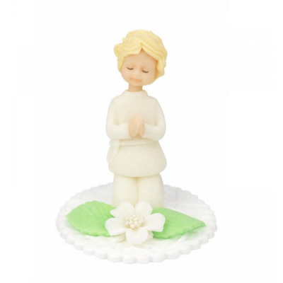 The baby on the card is a white boy