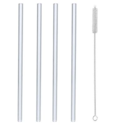 Słomki proste 4 szt. z pędzelkiem