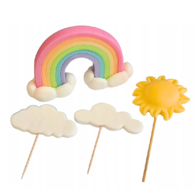 Set mit Sonne, Regenbogen und Wolken, 4-teilig
