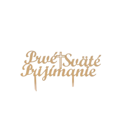 Krzyż do Pierwszej Komunii Świętej z drewna, kolor złoty