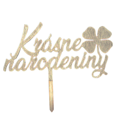 Engraving Happy Birthday Four Leaf Clover Wood Gold Color