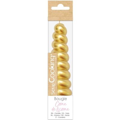 Einhorn-Horn-Kerze, gold, 17,5 cm