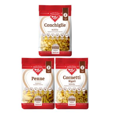 Balíček cestovín Mušličky, Koliena a Penne